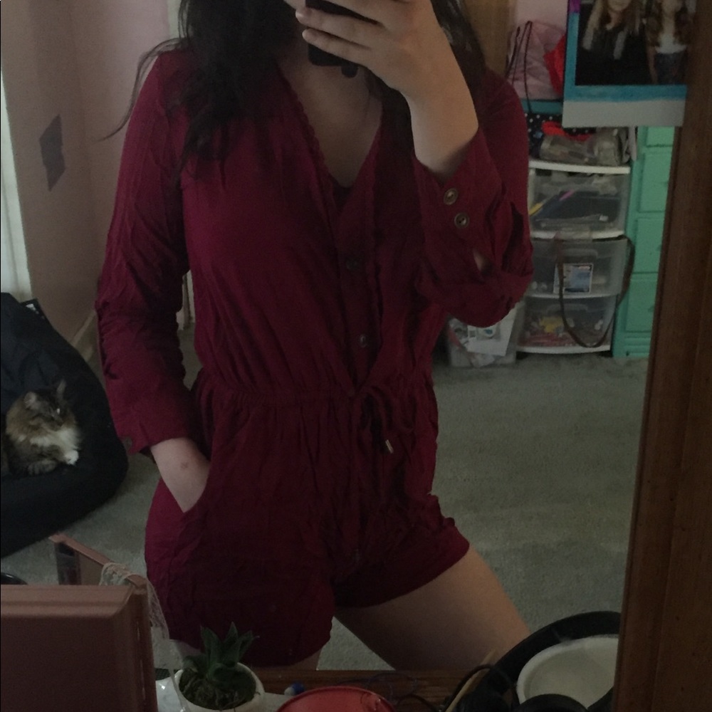Dark red romper